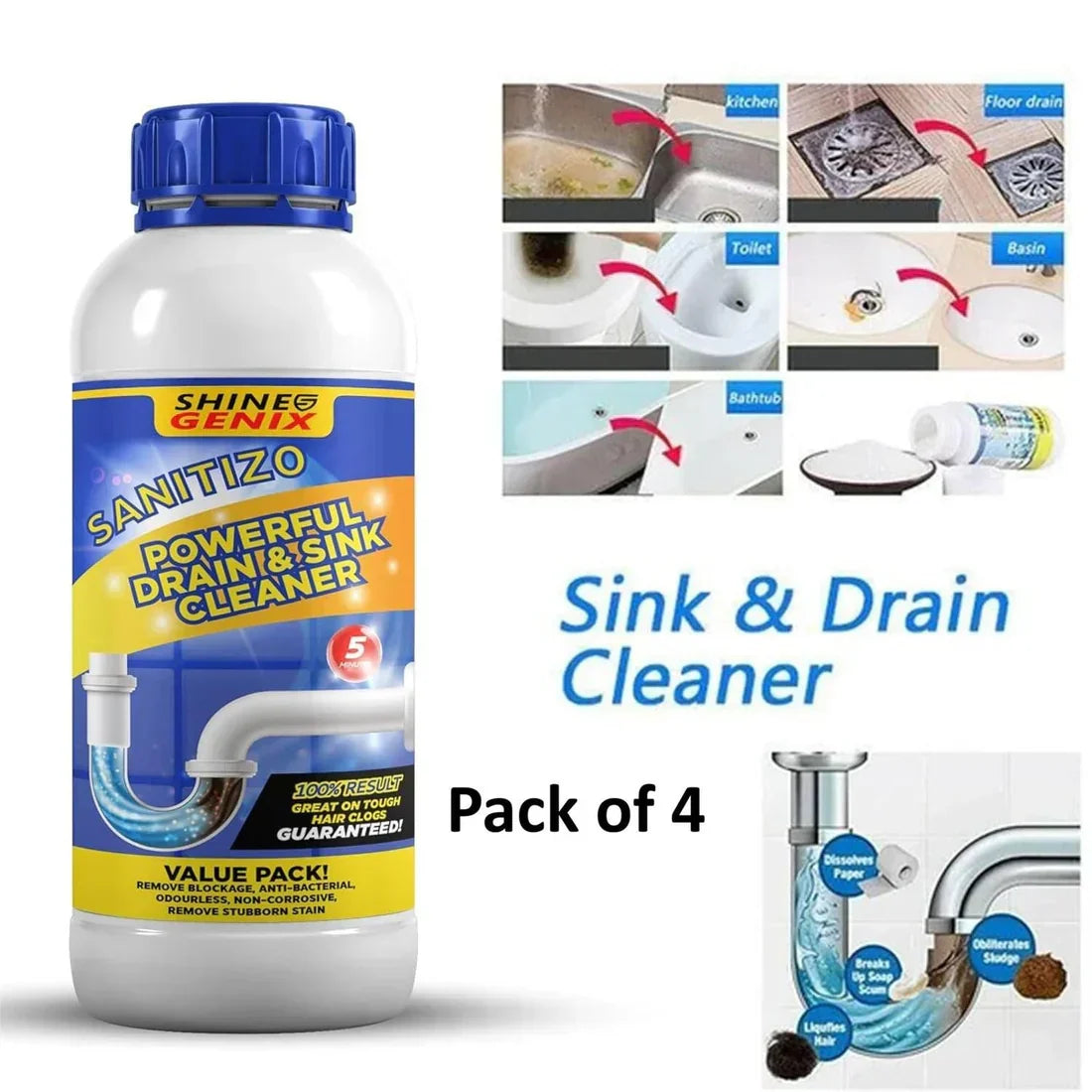SANITIZO Powerful Sink & Drain Cleaner - Buy 1 Get 3 Free